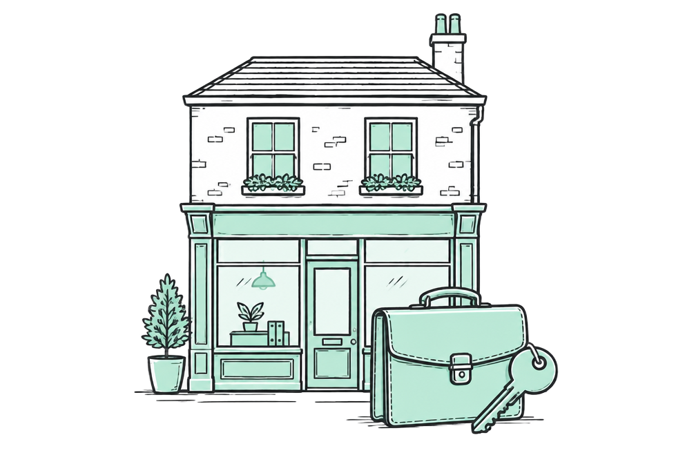 Business premises with a briefcase and key